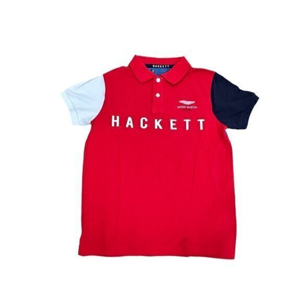 Hackett Aston Martin Racing Boys Polo Shirt Multicolor AMR Logo Short Sleeves